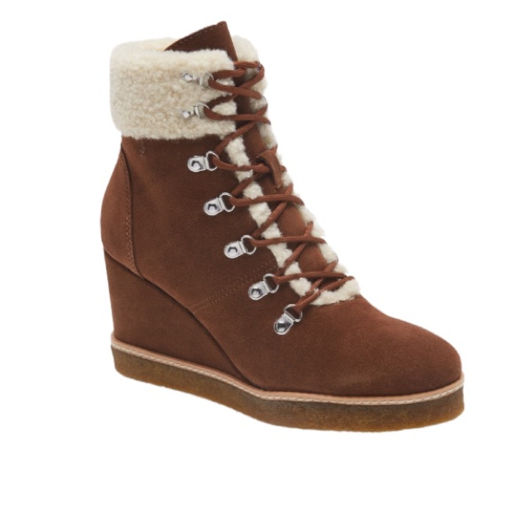 Steve Madden Marcel Faux Shearling Wedge Booties SZ 10 NIB